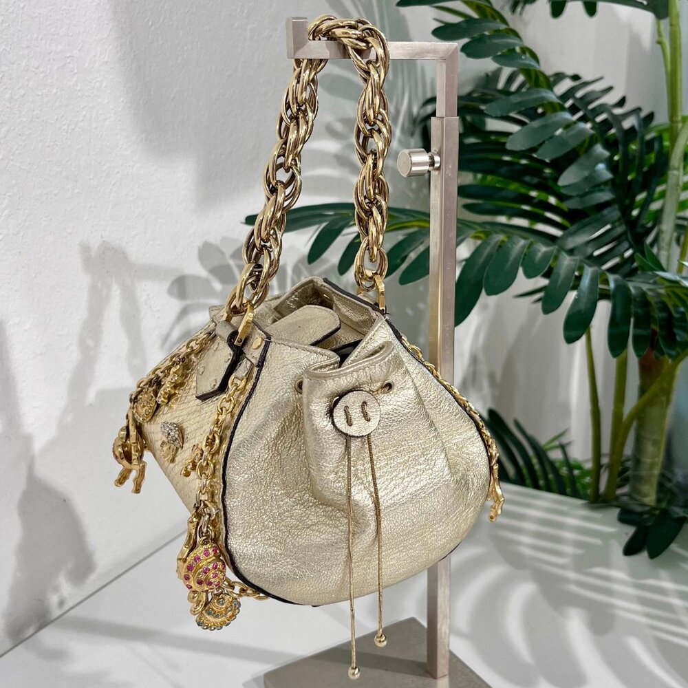 Versace Metallic Gold Python & Leather Mini Sea S… - image 3